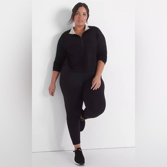 Lane Bryant Tops - Livi active Lane Bryant Half-Zip Cozy Soft Pullover 3/4 Zip Crop Black Sz 18/20